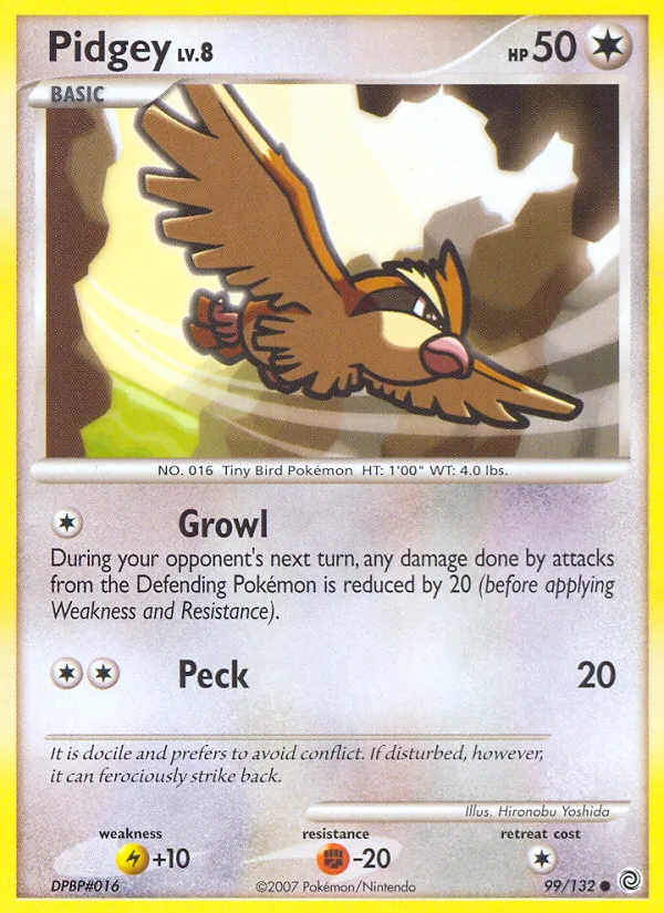 Carta Pidgey, número 99/132 da coleção Maravilhas Secretas