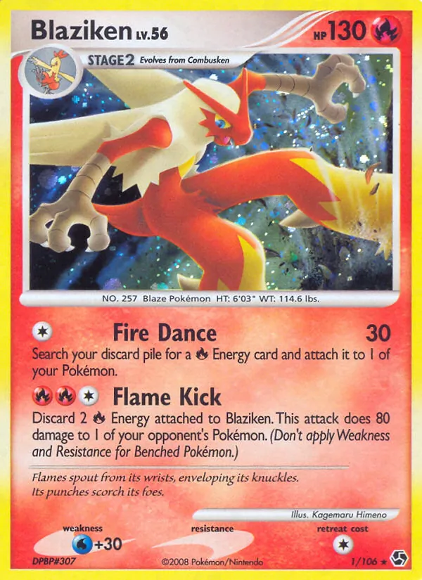 Carta Blaziken, número 1/106 da coleção Great Encounters