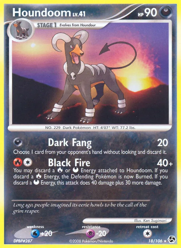 Carta Houndoom, número 18/106 da coleção Great Encounters
