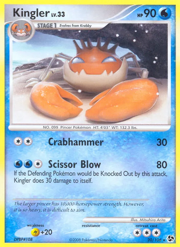 Carta Kingler, número 20/106 da coleção Great Encounters