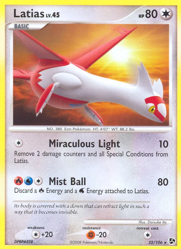 Carta Latias, número 22/106 da coleção Great Encounters