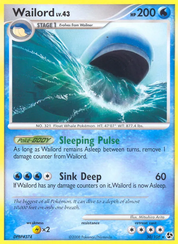 Carta Wailord, número 30/106 da coleção Great Encounters