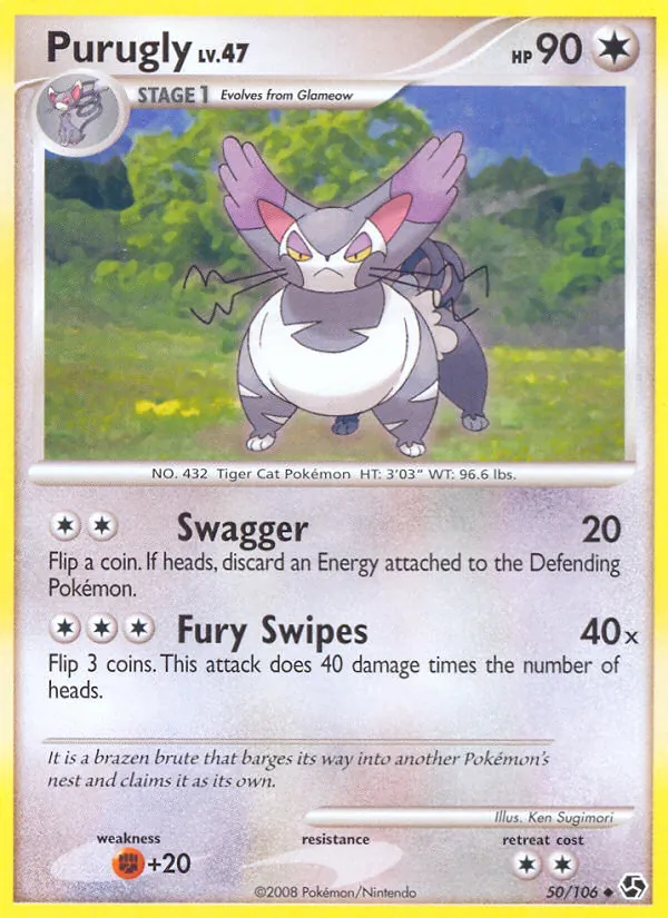 Carta Purugly, número 50/106 da coleção Great Encounters