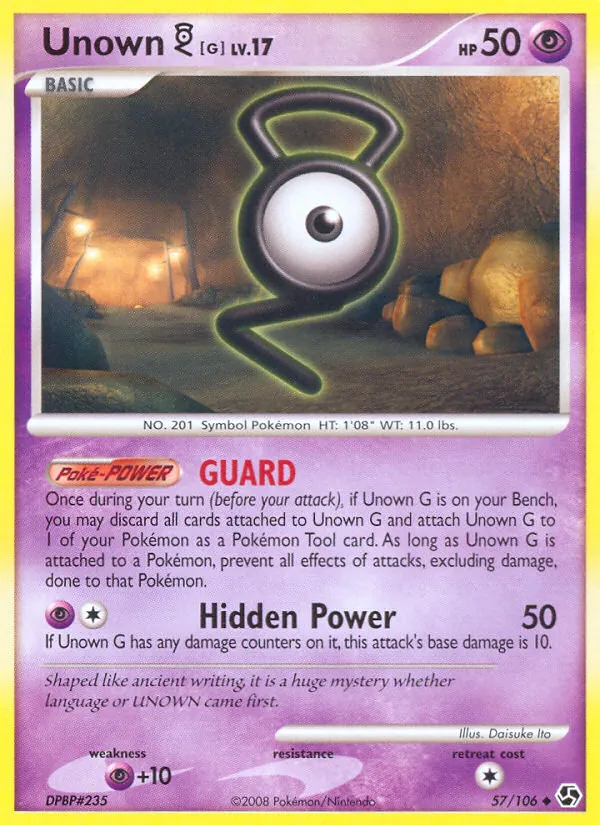 Carta Unown G, número 57/106 da coleção Great Encounters
