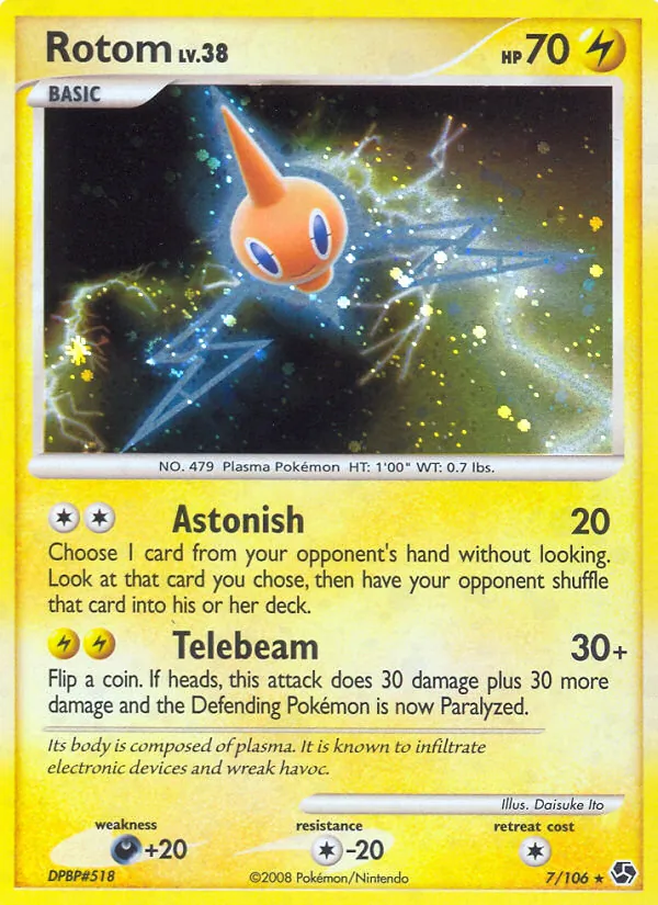 Carta Rotom, número 7/106 da coleção Great Encounters