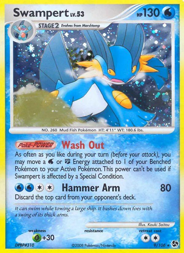 Carta Swampert, número 9/106 da coleção Great Encounters