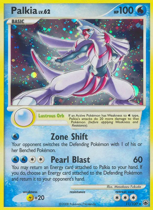 Carta Palkia, número 11/100 da coleção Majestic Dawn