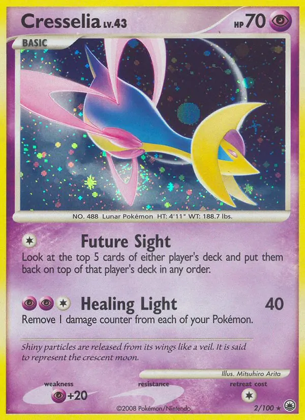 Carta Cresselia, número 2/100 da coleção Majestic Dawn