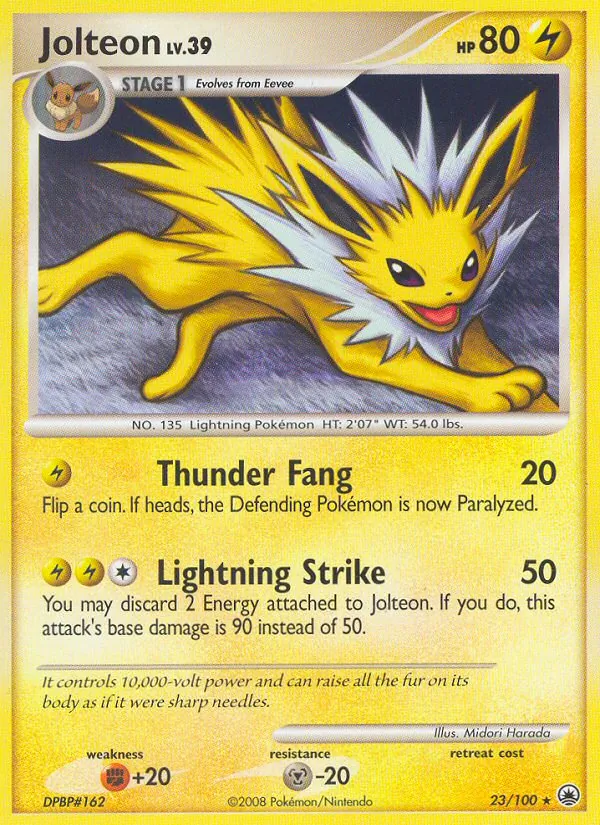 Carta Jolteon, número 23/100 da coleção Majestic Dawn