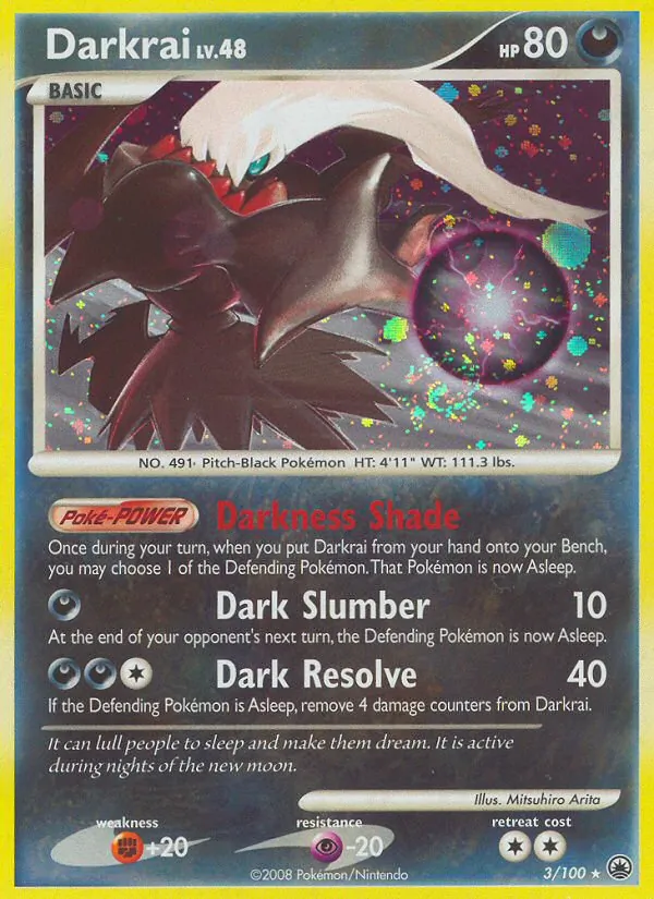 Carta Darkrai, número 3/100 da coleção Majestic Dawn
