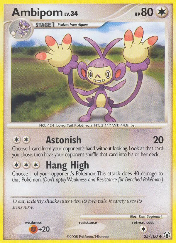 Carta Ambipom, número 35/100 da coleção Majestic Dawn
