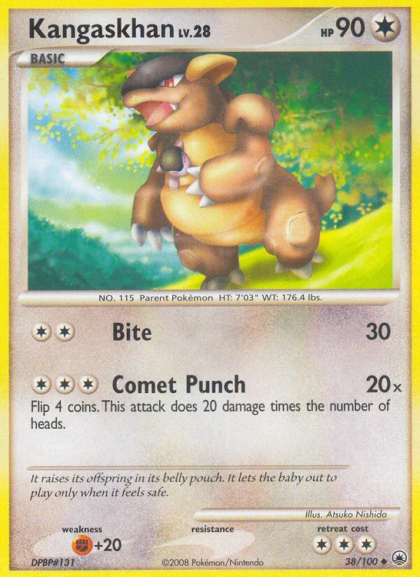 Carta Kangaskhan, número 38/100 da coleção Majestic Dawn