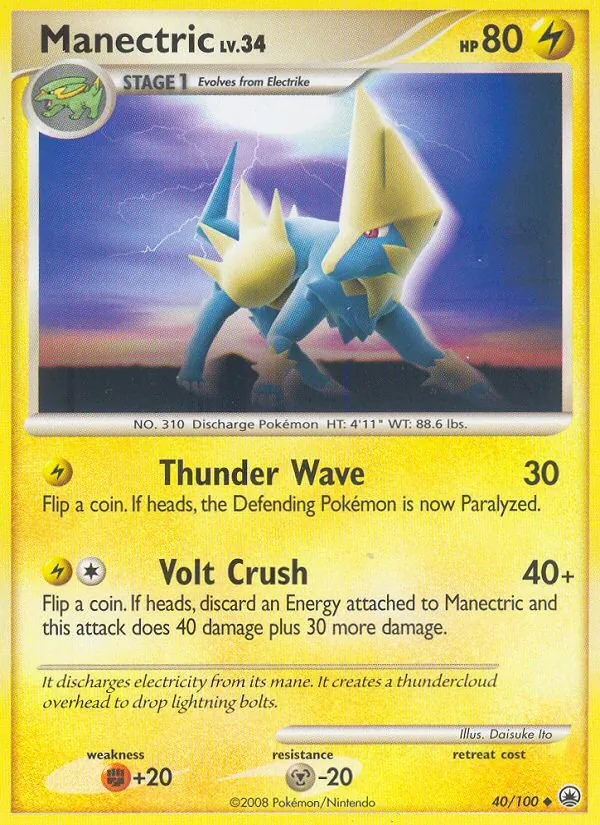 Carta Manectric, número 40/100 da coleção Majestic Dawn