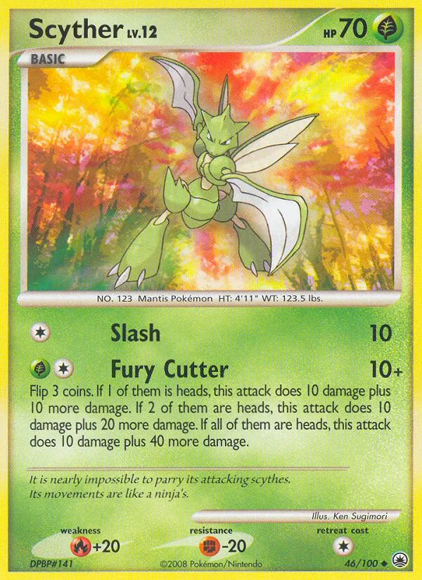Carta Scyther, número 46/100 da coleção Majestic Dawn