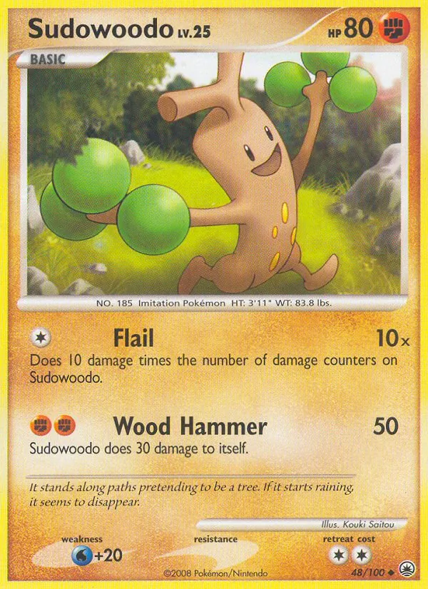Carta Sudowoodo, número 48/100 da coleção Majestic Dawn