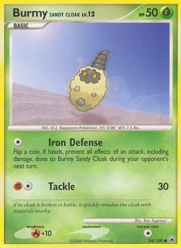 Carta Burmy Sandy Cloak, número 54/100 da coleção Majestic Dawn