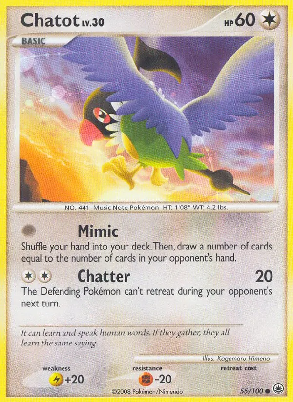 Carta Chatot, número 55/100 da coleção Majestic Dawn