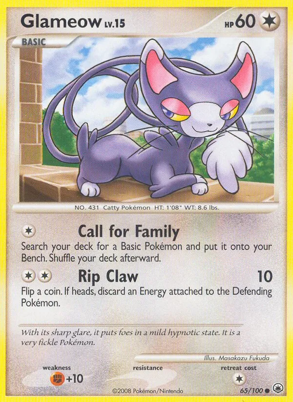Carta Glameow, número 65/100 da coleção Majestic Dawn