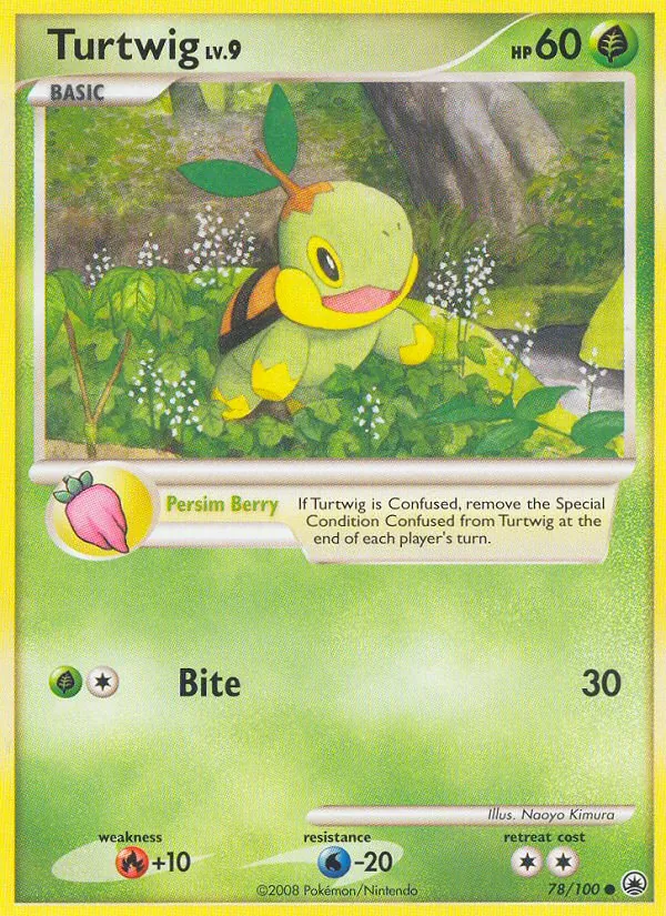 Carta Turtwig, número 78/100 da coleção Majestic Dawn
