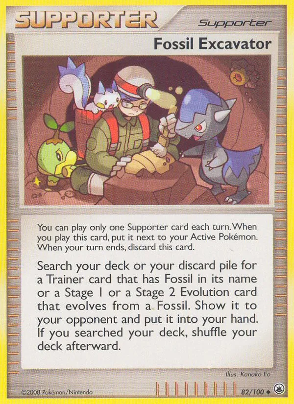 Carta Fossil Excavator, número 82/100 da coleção Majestic Dawn