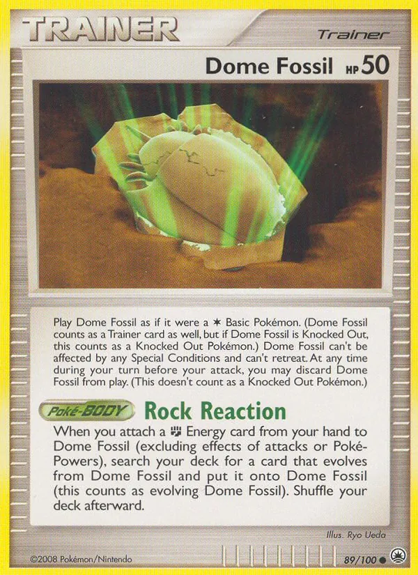 Carta Dome Fossil, número 89/100 da coleção Majestic Dawn