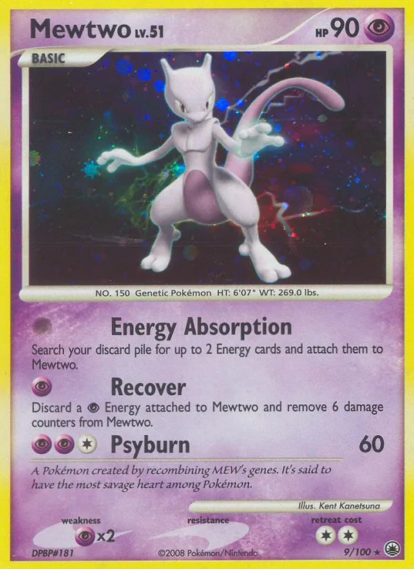 Carta Mewtwo, número 9/100 da coleção Majestic Dawn