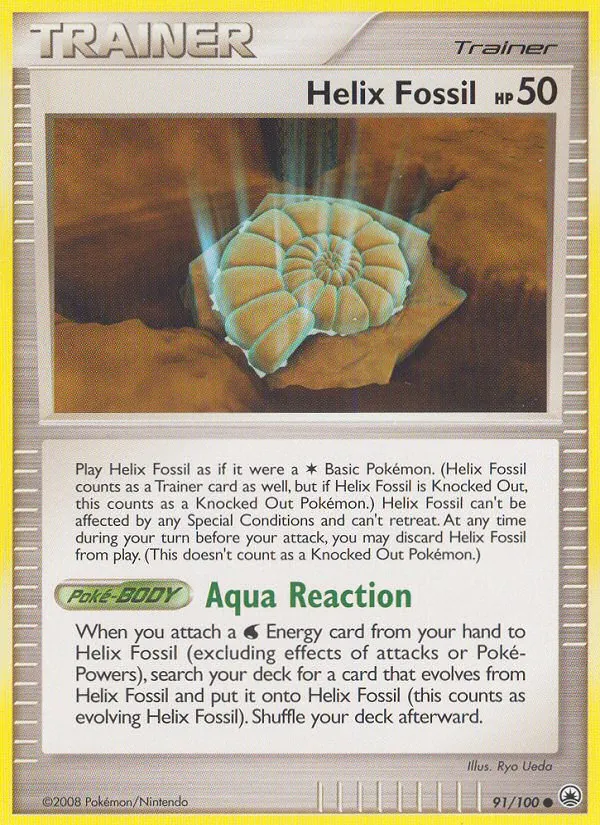 Carta Helix Fossil, número 91/100 da coleção Majestic Dawn
