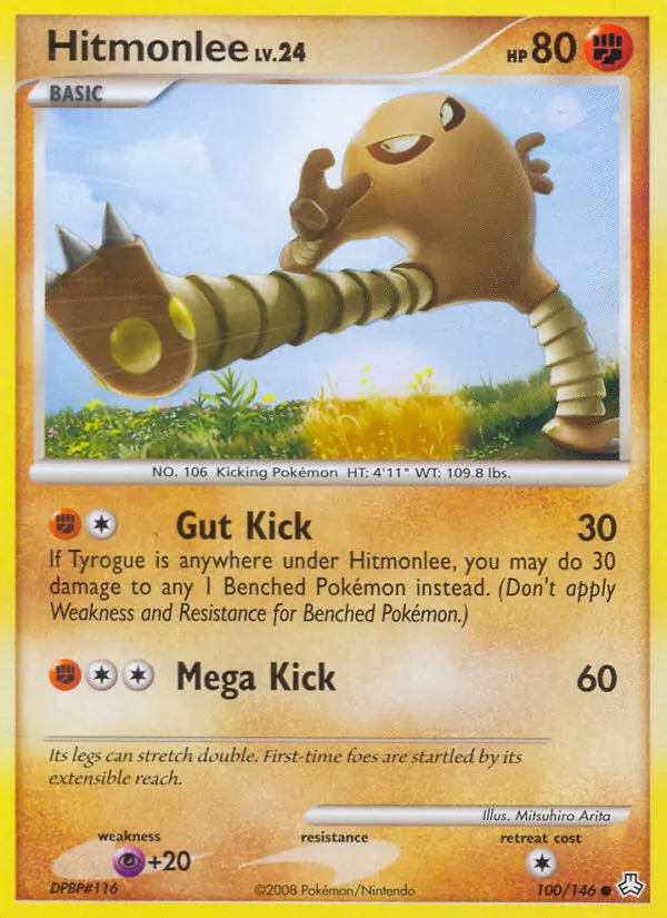 Carta Hitmonlee, número 100/146 da coleção Legends Awakened