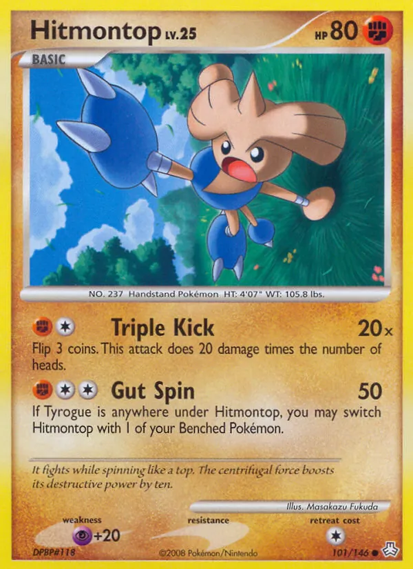 Carta Hitmontop, número 101/146 da coleção Legends Awakened
