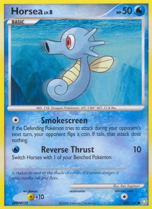 Carta Horsea, número 102/146 da coleção Legends Awakened