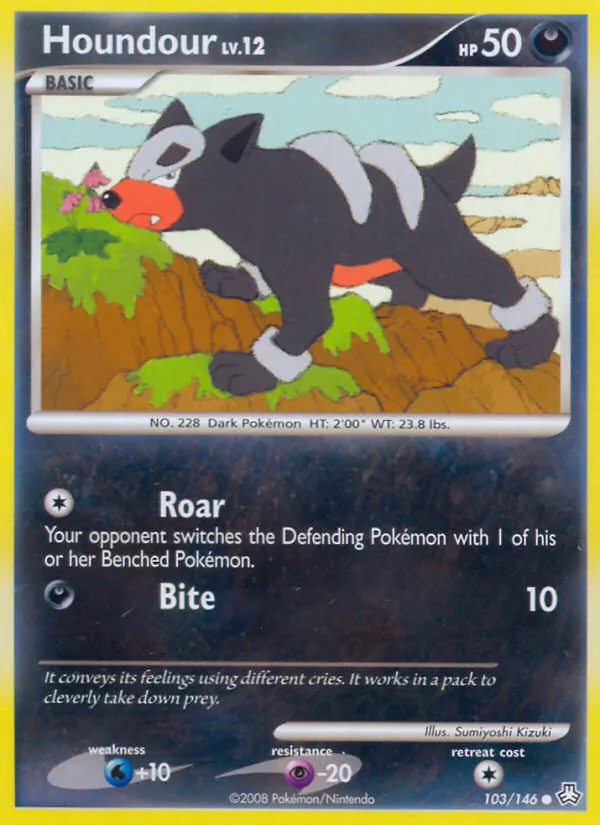 Carta Houndour, número 103/146 da coleção Legends Awakened