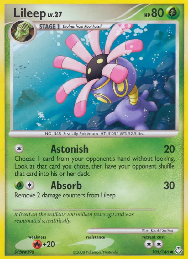 Carta Lileep, número 105/146 da coleção Legends Awakened