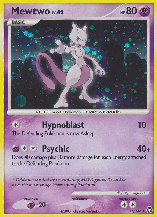 Carta Mewtwo, número 11/146 da coleção Legends Awakened