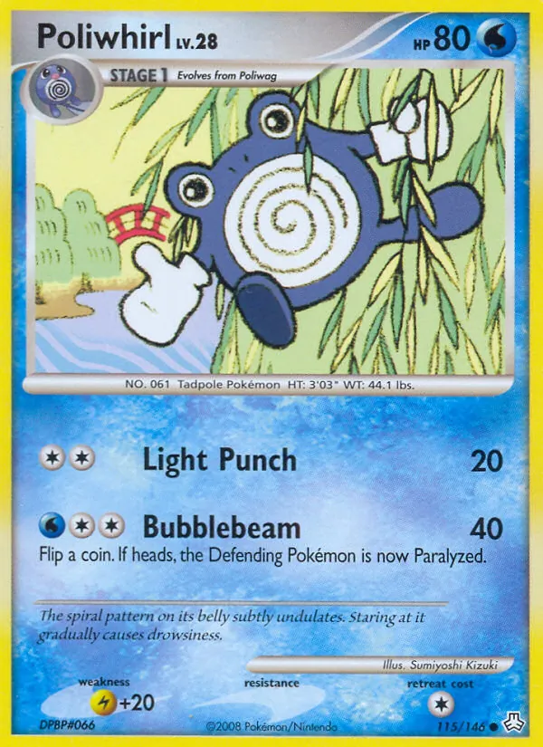 Carta Poliwhirl, número 115/146 da coleção Legends Awakened