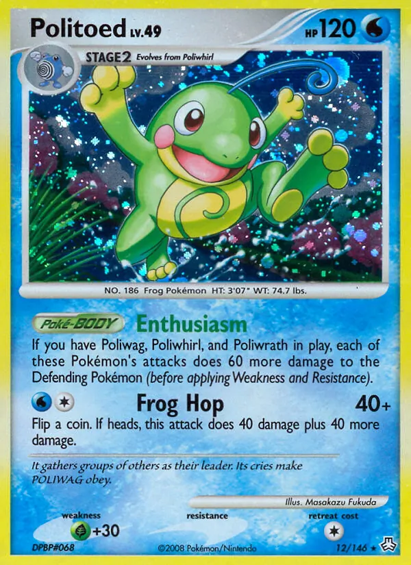 Carta Politoed, número 12/146 da coleção Legends Awakened