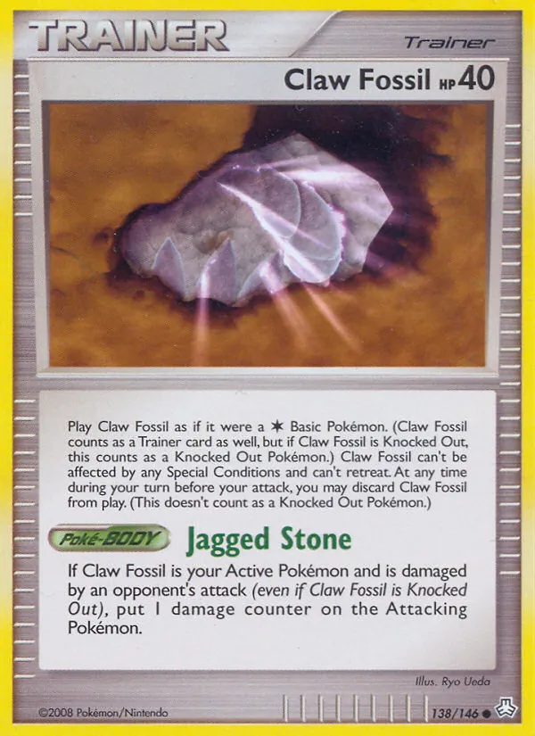 Carta Claw Fossil, número 138/146 da coleção Legends Awakened
