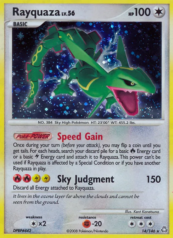 Carta Rayquaza, número 14/146 da coleção Legends Awakened