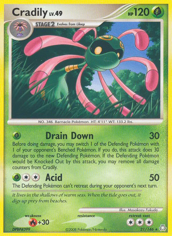 Carta Cradily, número 21/146 da coleção Legends Awakened