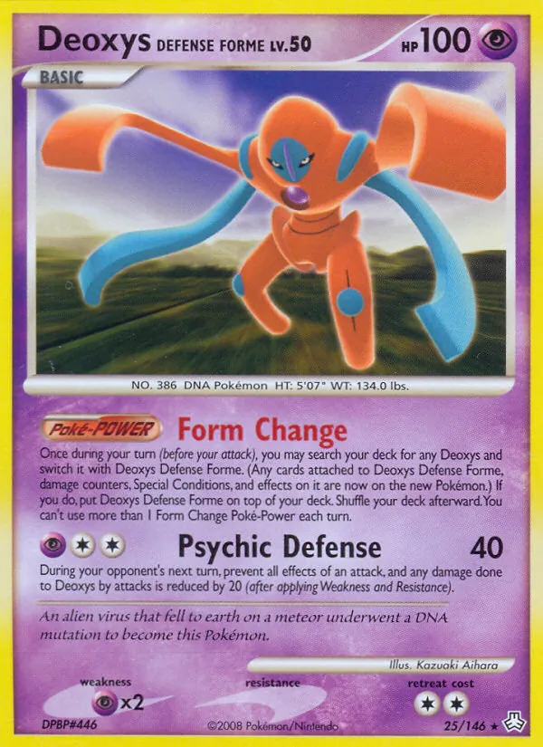 Carta Deoxys Defense Forme, número 25/146 da coleção Legends Awakened