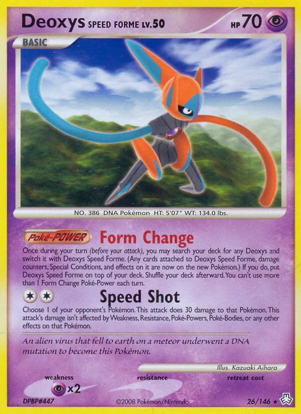 Carta Deoxys Speed Forme, número 26/146 da coleção Legends Awakened