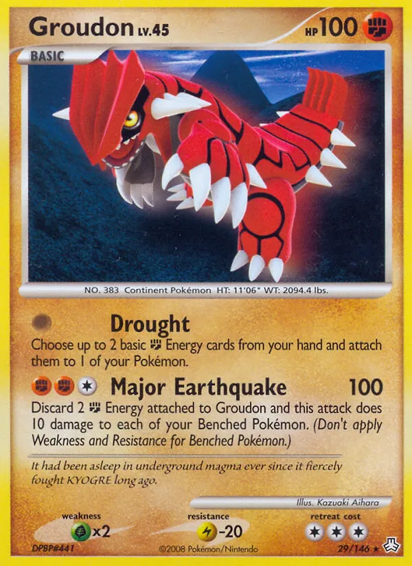 Carta Groudon, número 29/146 da coleção Legends Awakened