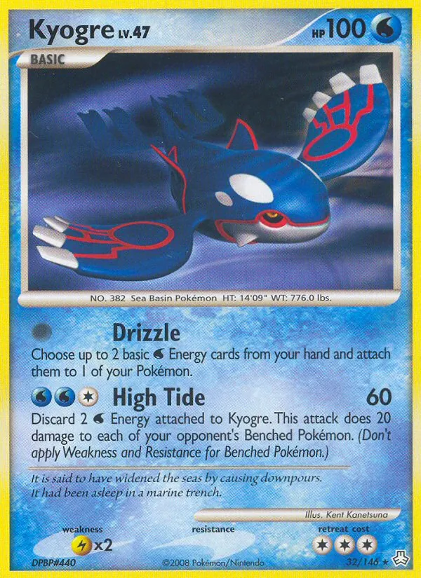 Carta Kyogre, número 32/146 da coleção Legends Awakened