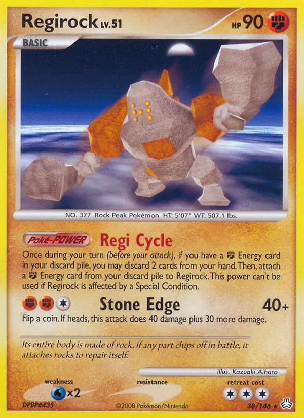 Carta Regirock, número 38/146 da coleção Legends Awakened