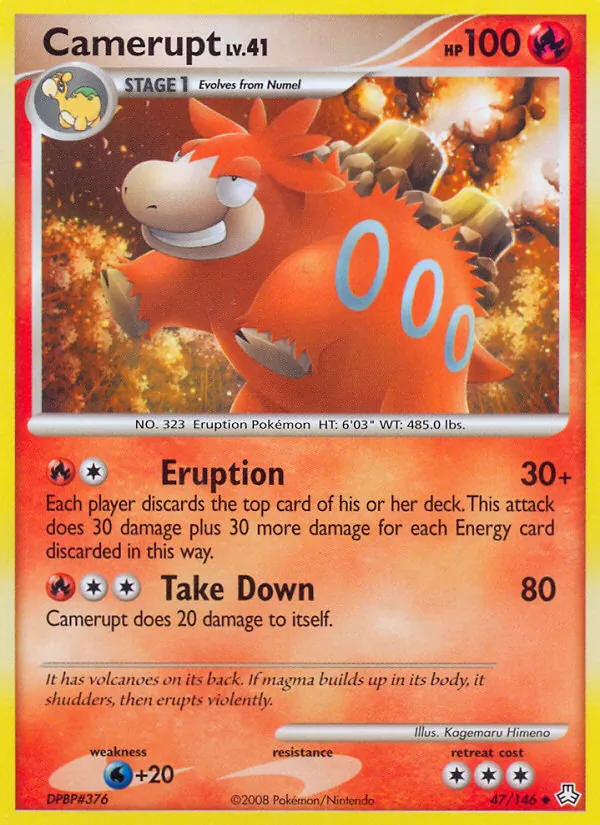 Carta Camerupt, número 47/146 da coleção Legends Awakened