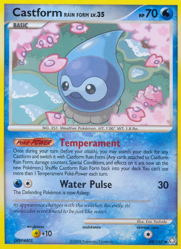 Carta Castform Rain Form, número 49/146 da coleção Legends Awakened