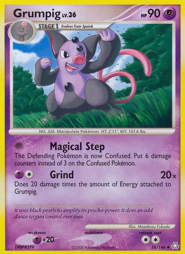 Carta Grumpig, número 56/146 da coleção Legends Awakened