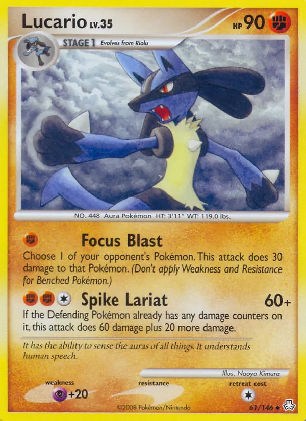 Carta Lucario, número 61/146 da coleção Legends Awakened