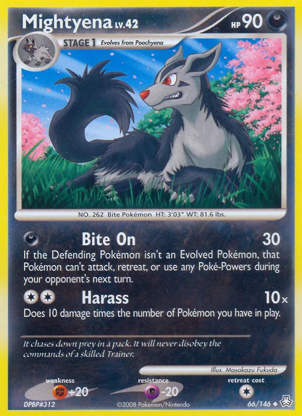 Carta Mightyena, número 66/146 da coleção Legends Awakened