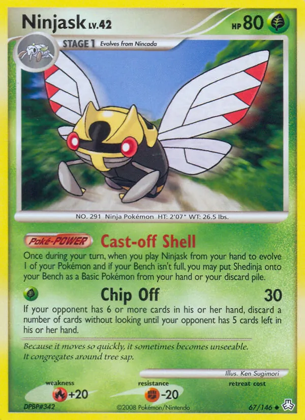 Carta Ninjask, número 67/146 da coleção Legends Awakened