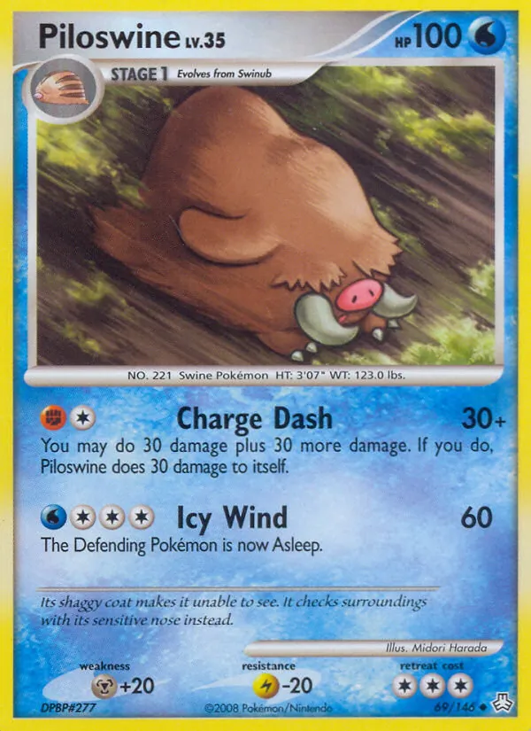 Carta Piloswine, número 69/146 da coleção Legends Awakened